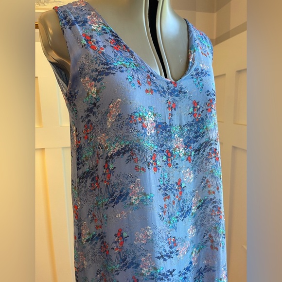 Italian Floral Blue Sleeveless Maxi Dress Size XS - Picture 3 of 6